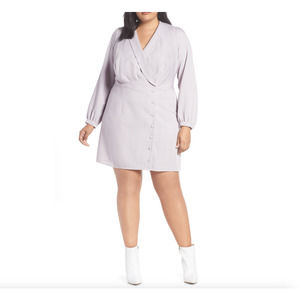 WAYF Rozy Glen Button Down Plaid Minidress in Lavender Tweed Size 1X $69